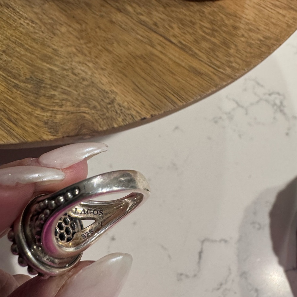 Elegant Lagos Silver Ring with Black Stone - Picture 4 of 4